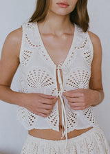 Eyelet Tie String Open Front Tank