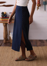 Leukos Linen-Blend Midi Skirt