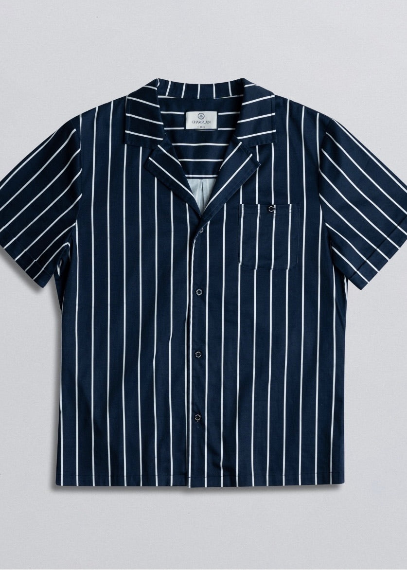 Stripe Camp Collar Shirt