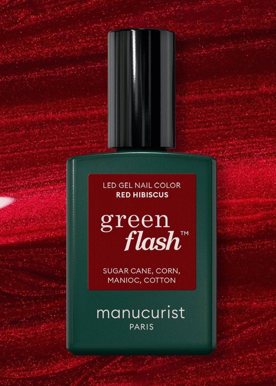 Red Hibiscus Green Flash Nail Polish