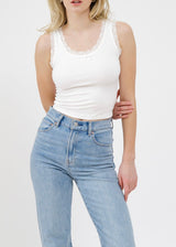 Lace Trim Ribbed Tank Top