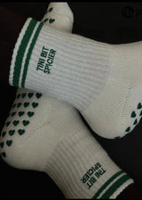 Tini Bit Spicier Grip Socks - Cream & Green