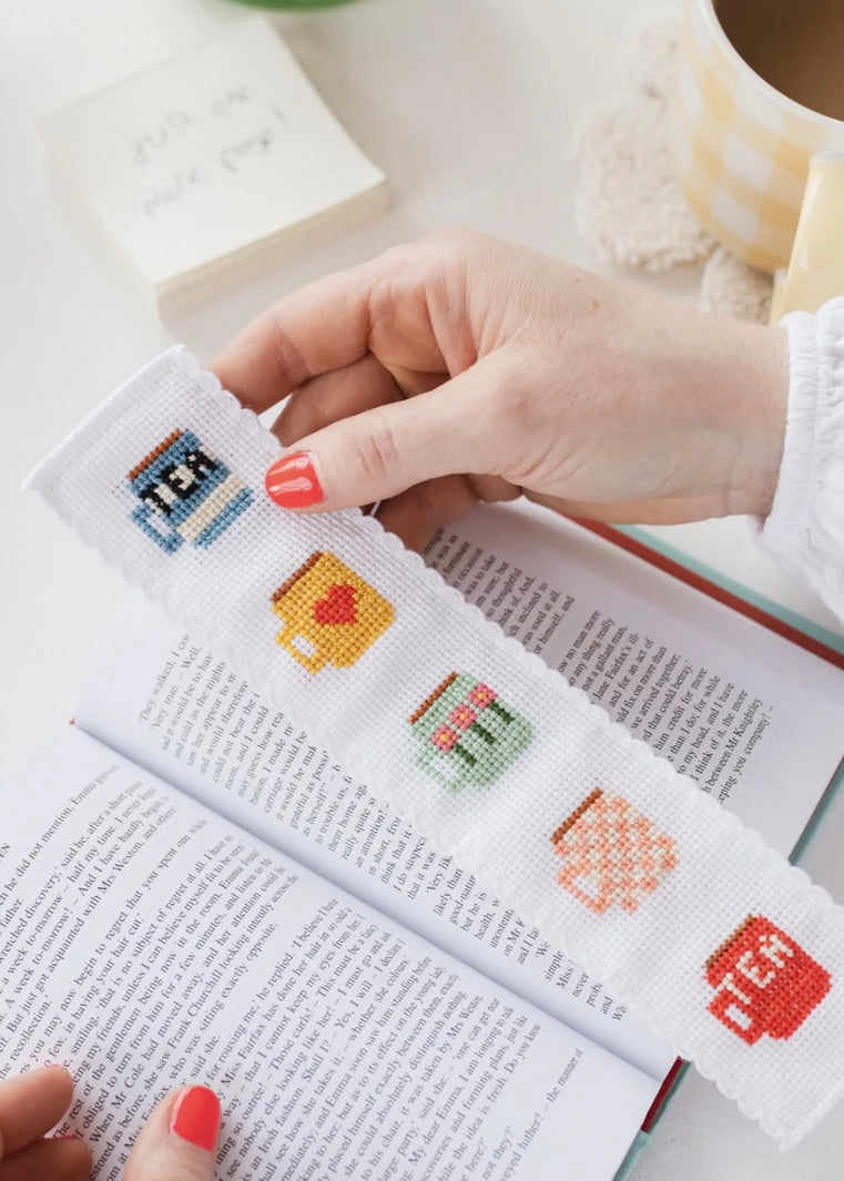 Tea Mugs Cross Stitch Bookmark Kit