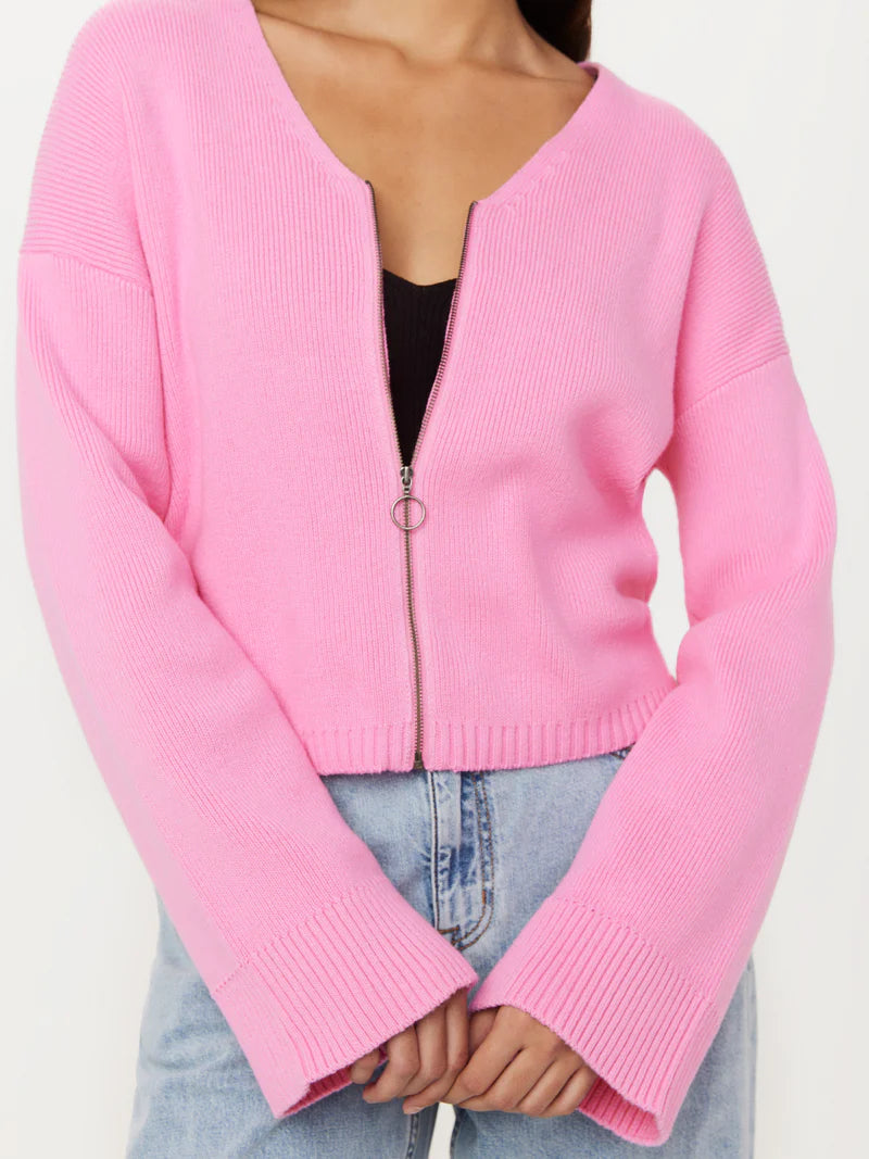 The Bell Sleeve Zip Up Sweater