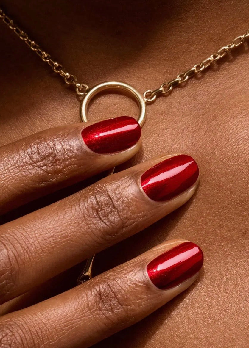 Red Hibiscus Green Flash Nail Polish