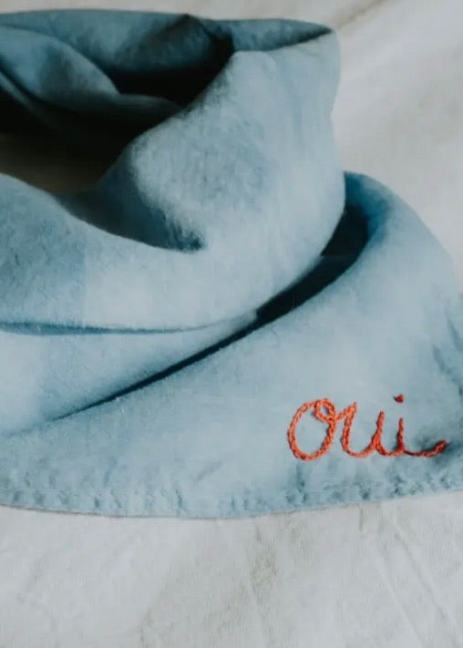 Hand Dyed + Embroidered Oui Organic Cotton Bandana