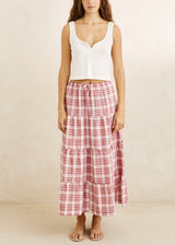 Chelsea Check Tiered Maxi Skirt