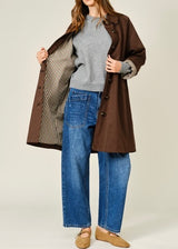 Checked Inside Midi Trench Coat