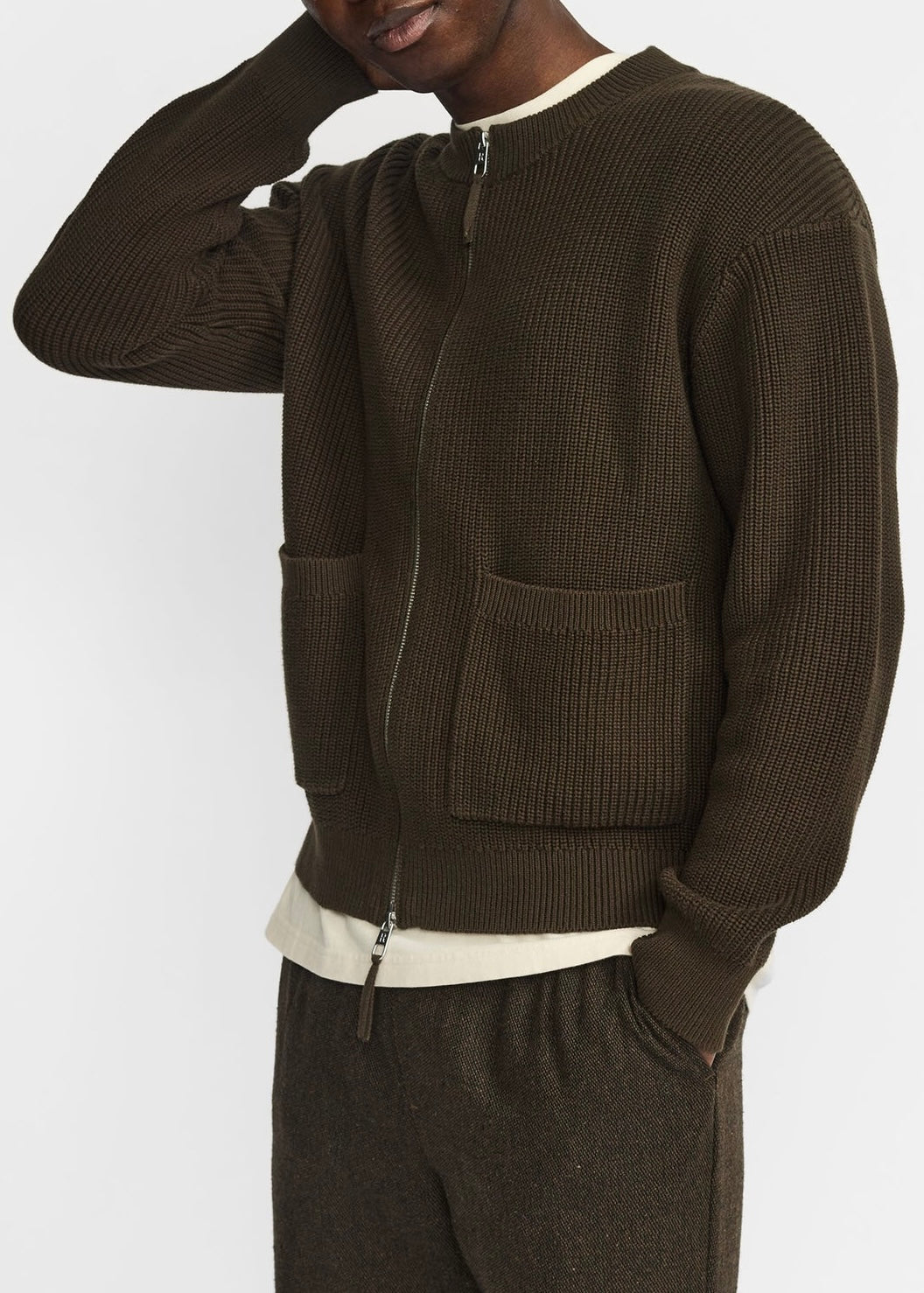 Zipped Knit Cardigan