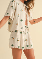 Floral Linen Blend Shorts
