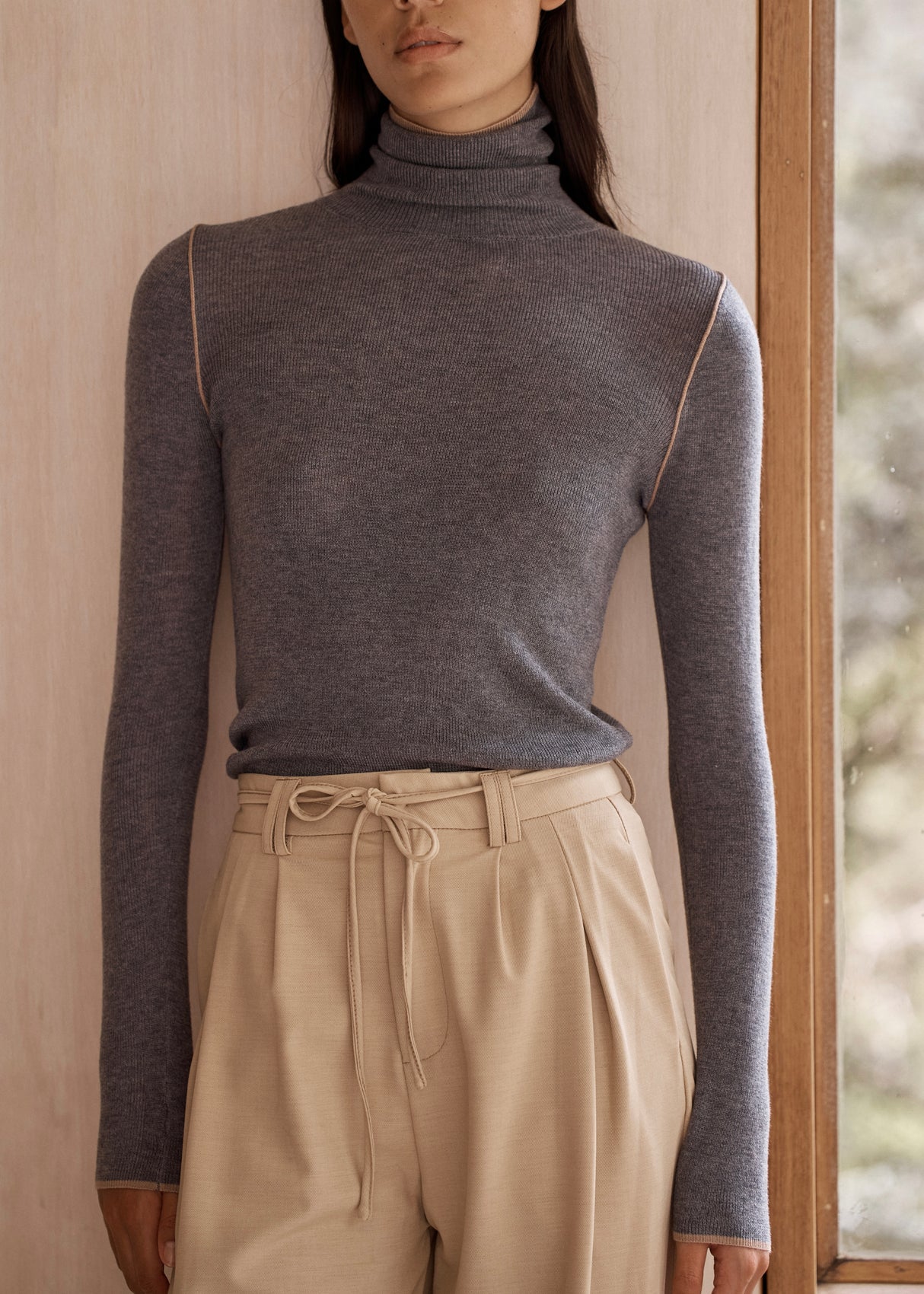 Trim Roll Neck Sweater