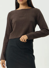 Focus Seersucker Long Sleeve Top