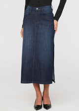 Performance Denim Slit Skirt - Dark Stone