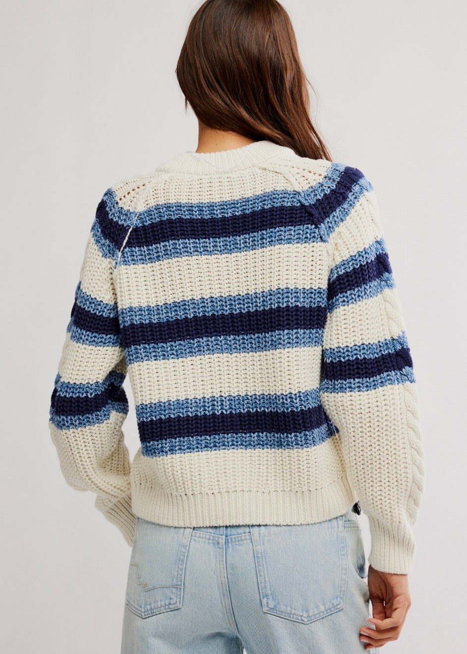Frankie Cable Knit Stripe Pullover