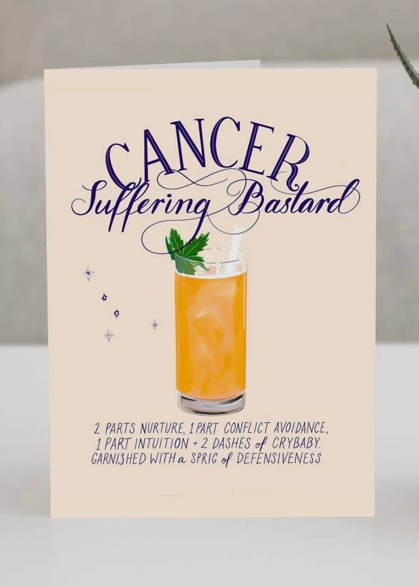 Cancer Cocktail Zodiac Birthday Card