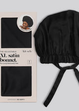 Satin Sleep Xl Adjustable Bonnet - Black