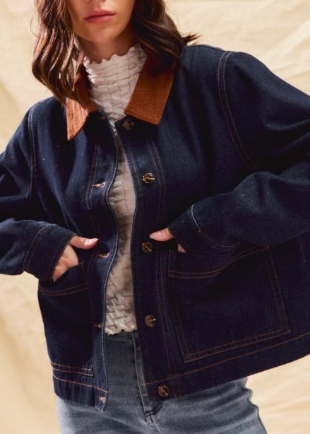 Denim Cropped Barn Jacket