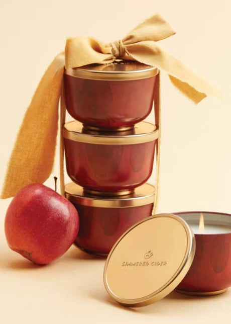Simmered Cider Poured Candle Tin, Gold Lid