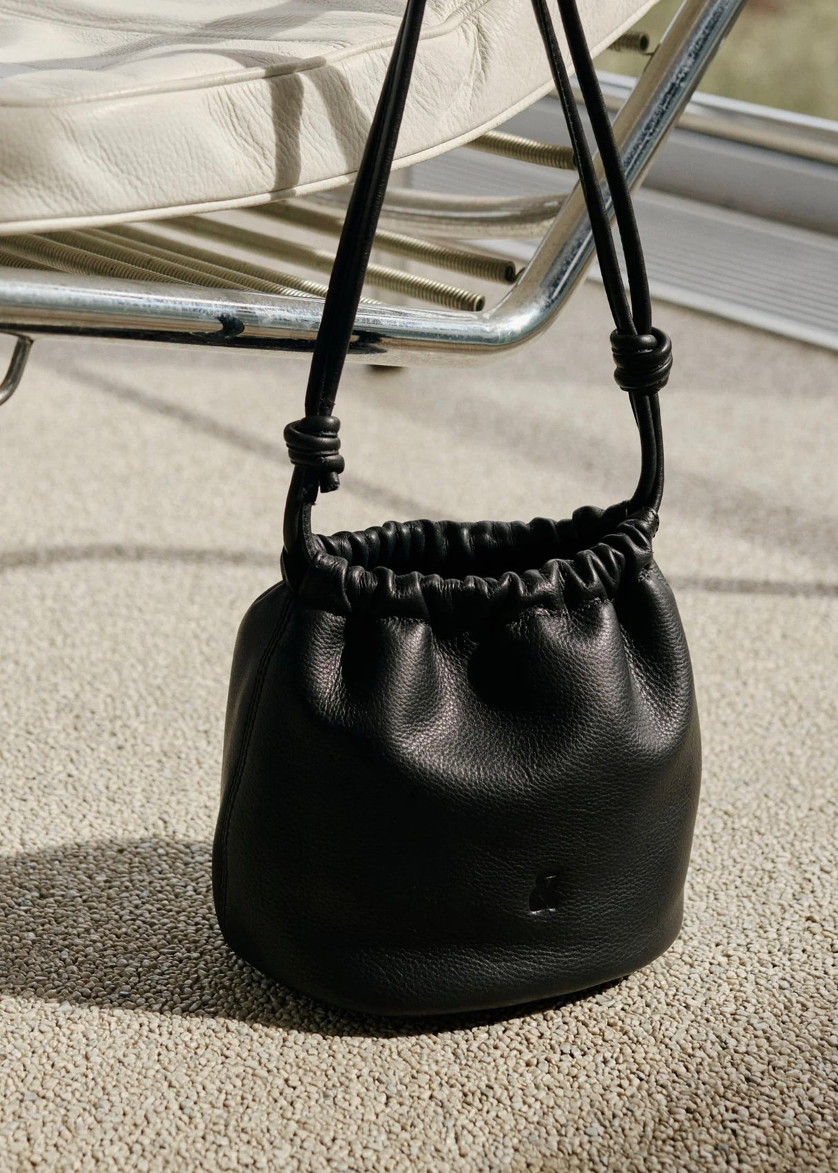 Gathered Leather Tote Bag