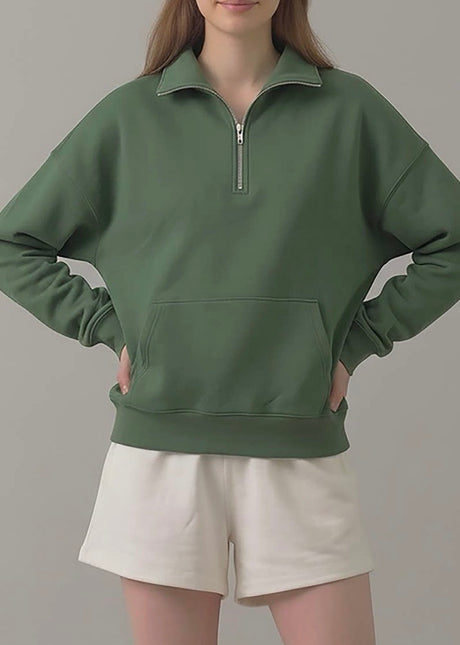 Pre Shrunk Cotton Terry Half Zip Sweatshirt