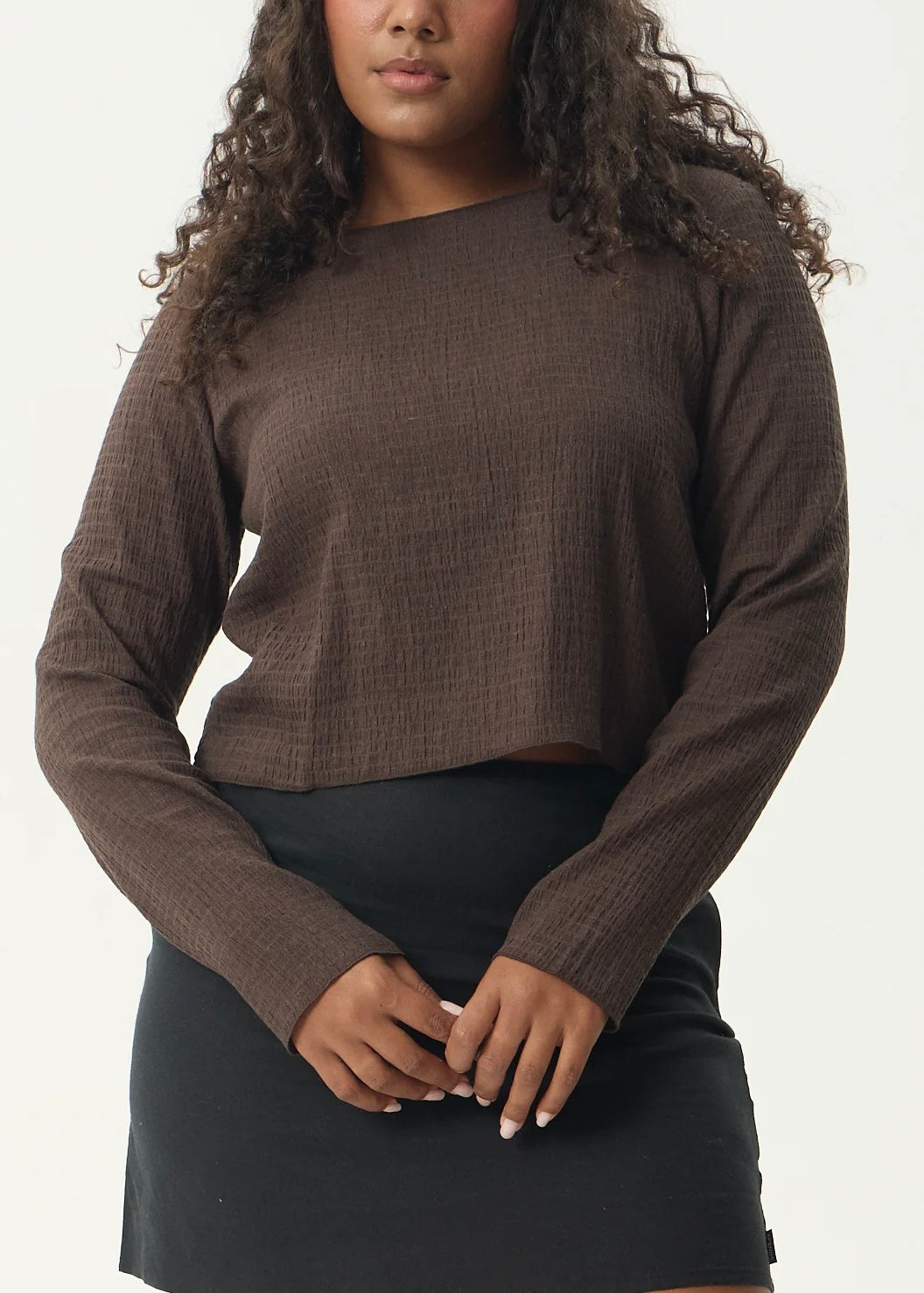 Focus Seersucker Long Sleeve Top