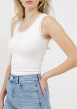 Lace Trim Ribbed Tank Top