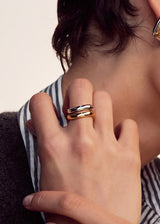 Two-Tone Wave Ring Set