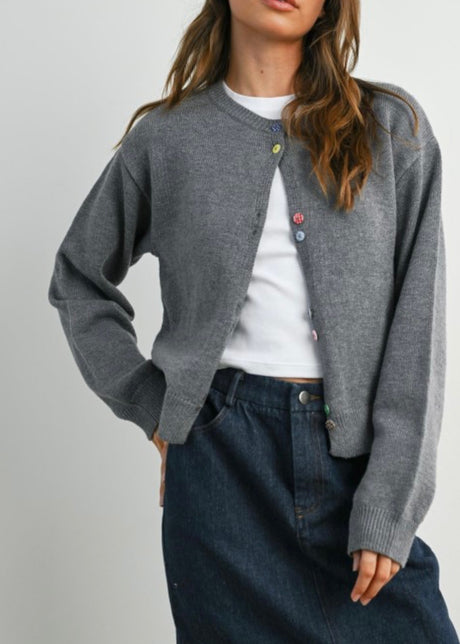 Colored Button Cardigan