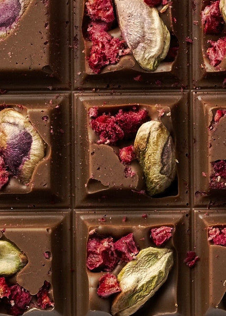 Milk Chocolate Raspberry Pistachio Peekaboo Bar