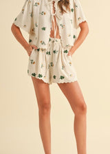 Floral Linen Blend Shorts