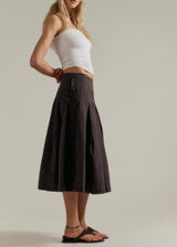 Skipper Pleated Chino Midi Skirt