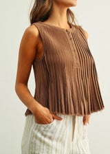 Mocha Pleated Top
