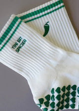 Tini Bit Spicier Grip Socks - Cream & Green
