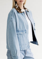 Boxy Denim Jacket Cow Collar