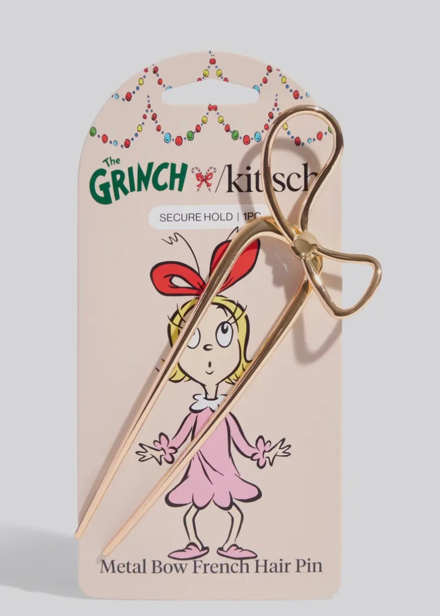 The Grinch X Kitsch Gold Bow French Hair Pin