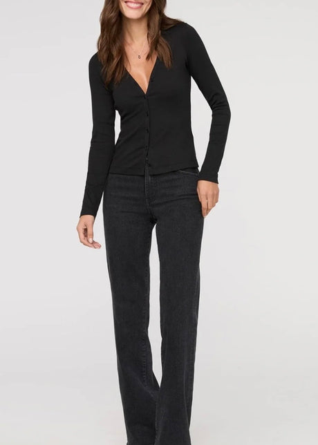 Ribbed Pima Long Sleeve Henley
