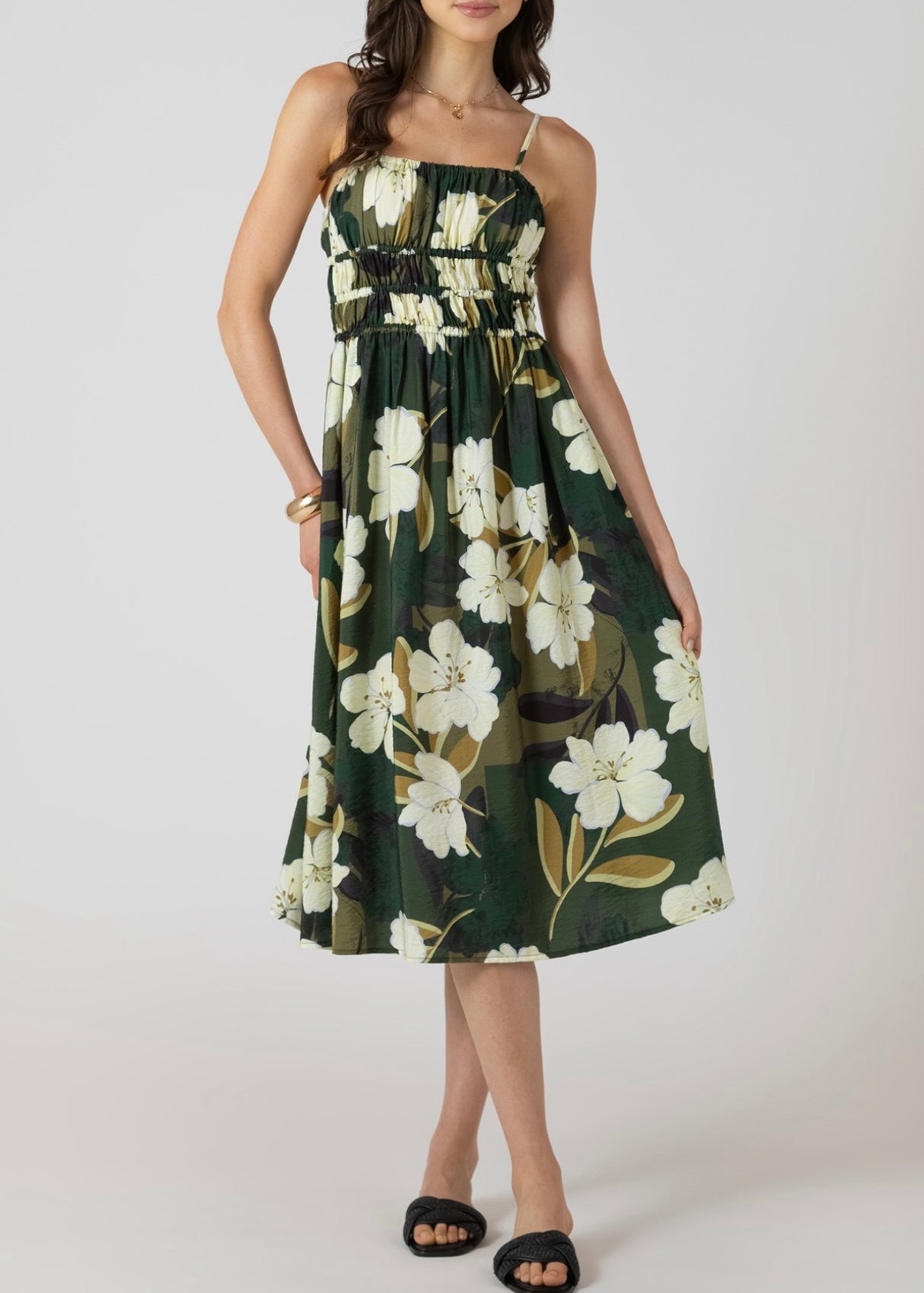 Palm Blossom Midi Dress