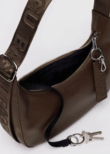 Small Recycled Leather Crescent Bag