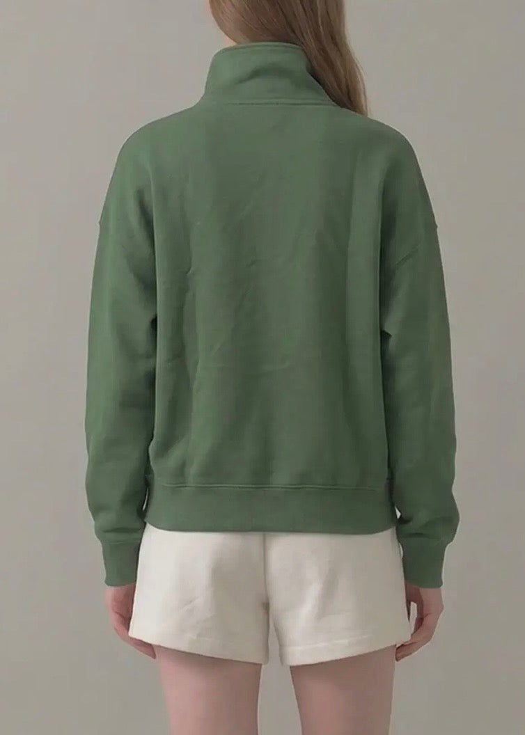 Pre Shrunk Cotton Terry Half Zip Sweatshirt