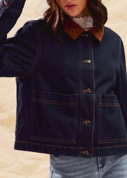 Denim Cropped Barn Jacket