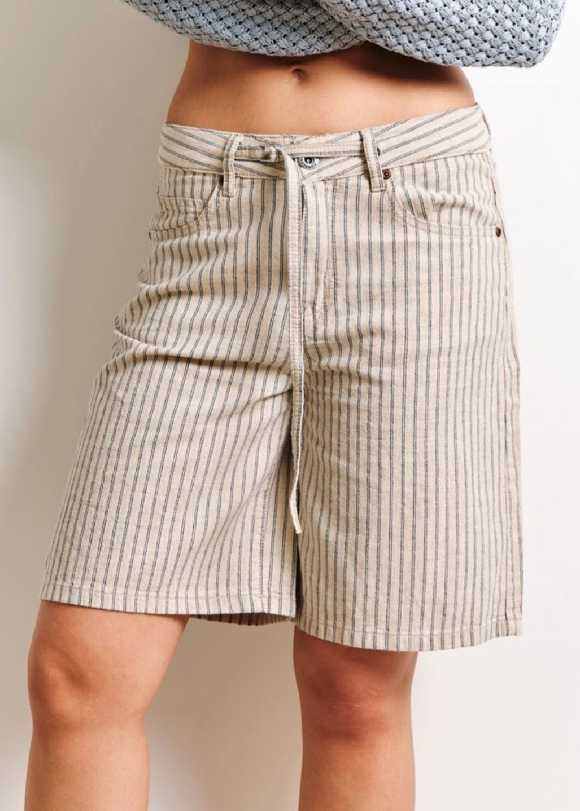 Herringbone Belted Shorts