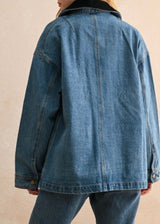 Shelly Corduroy Collar Denim Utility Jacket