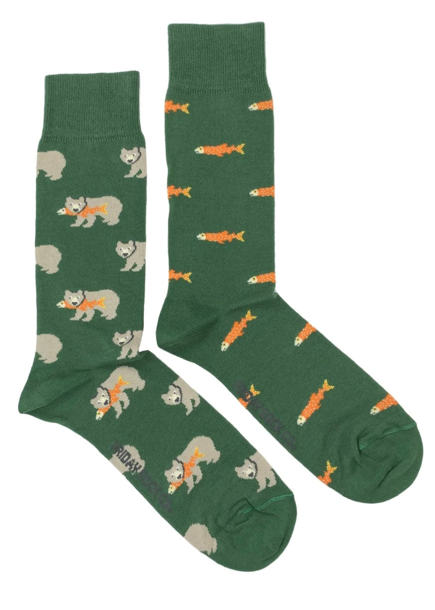 Salmon + Grizzly Bear Socks
