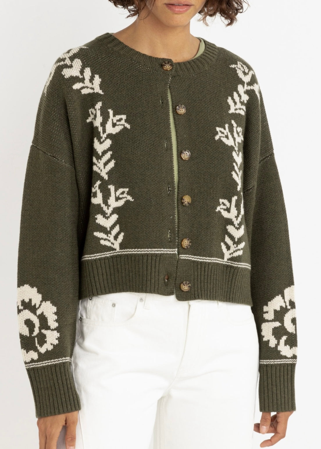 Antique Floral Crop Cardigan