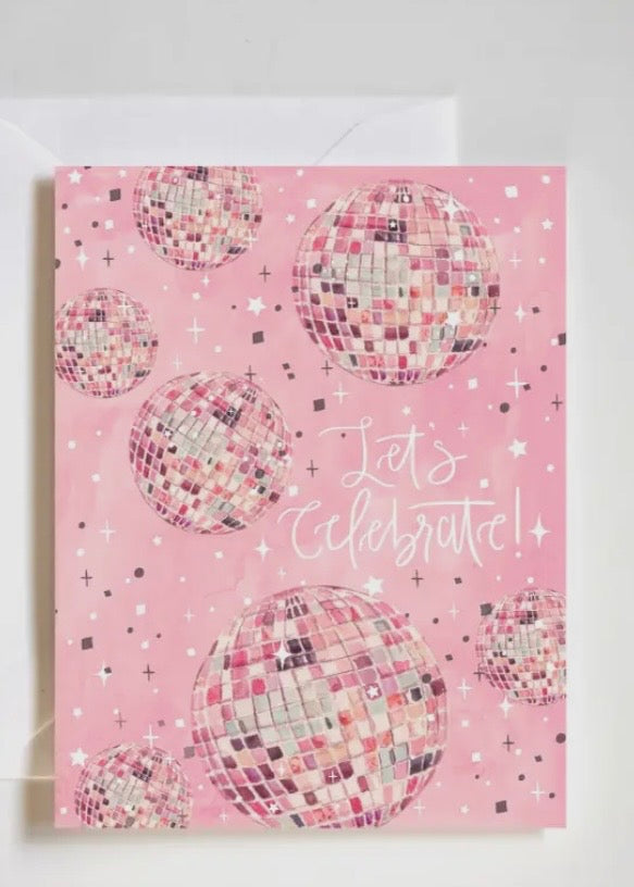 Lets Celebrate Disco Ball Congratulations Card