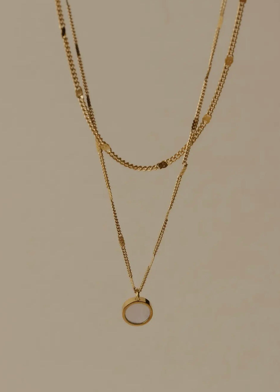 Dual Chain Opal Shell Pendant