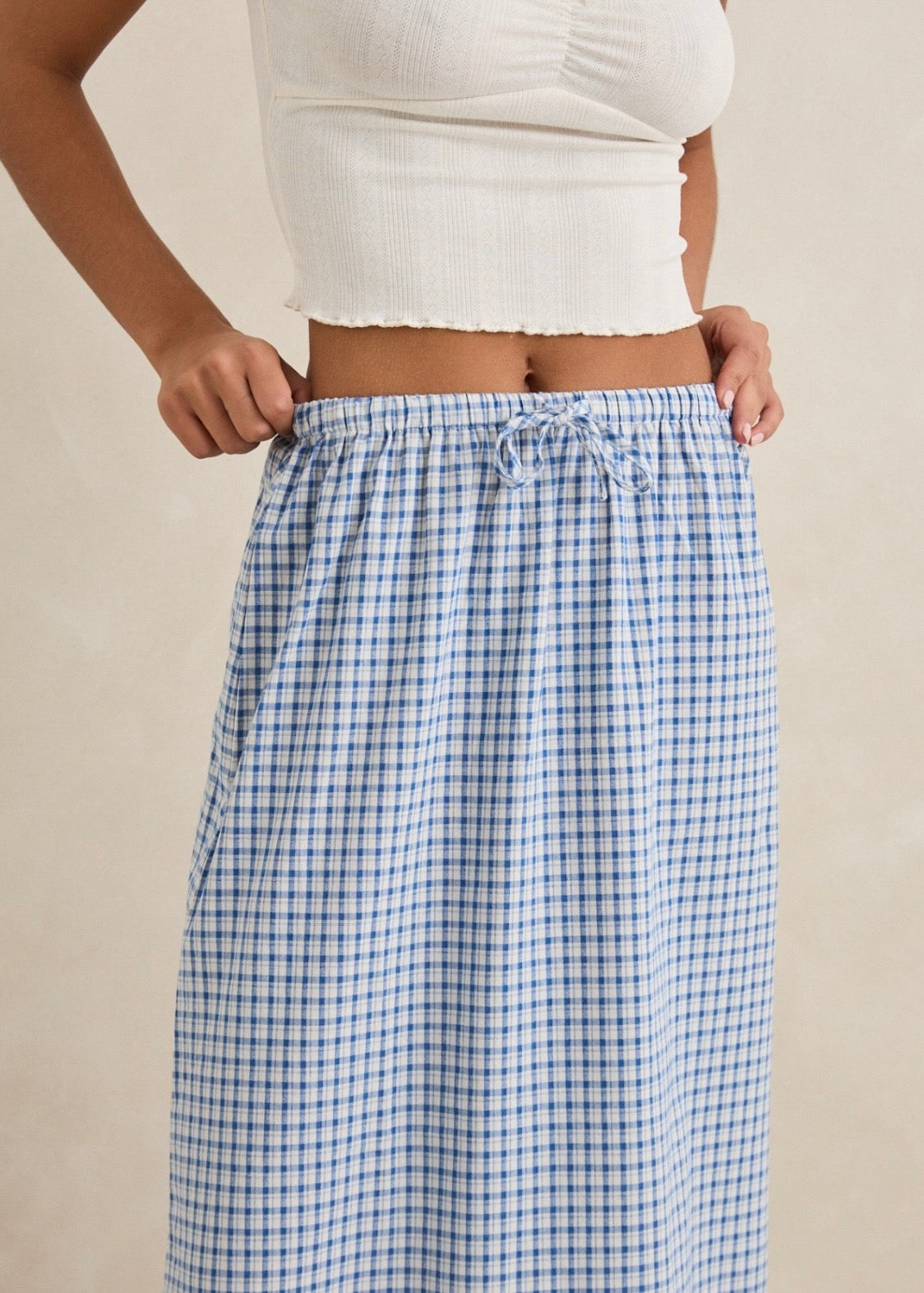 Lola Check Tiered Maxi Skirt
