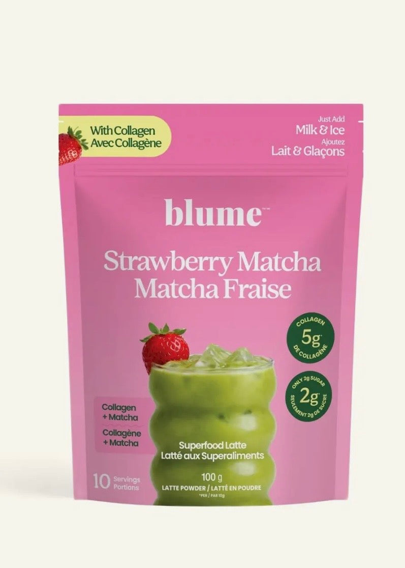 Superfood Latte Powder, Strawberry Matcha with Collagen