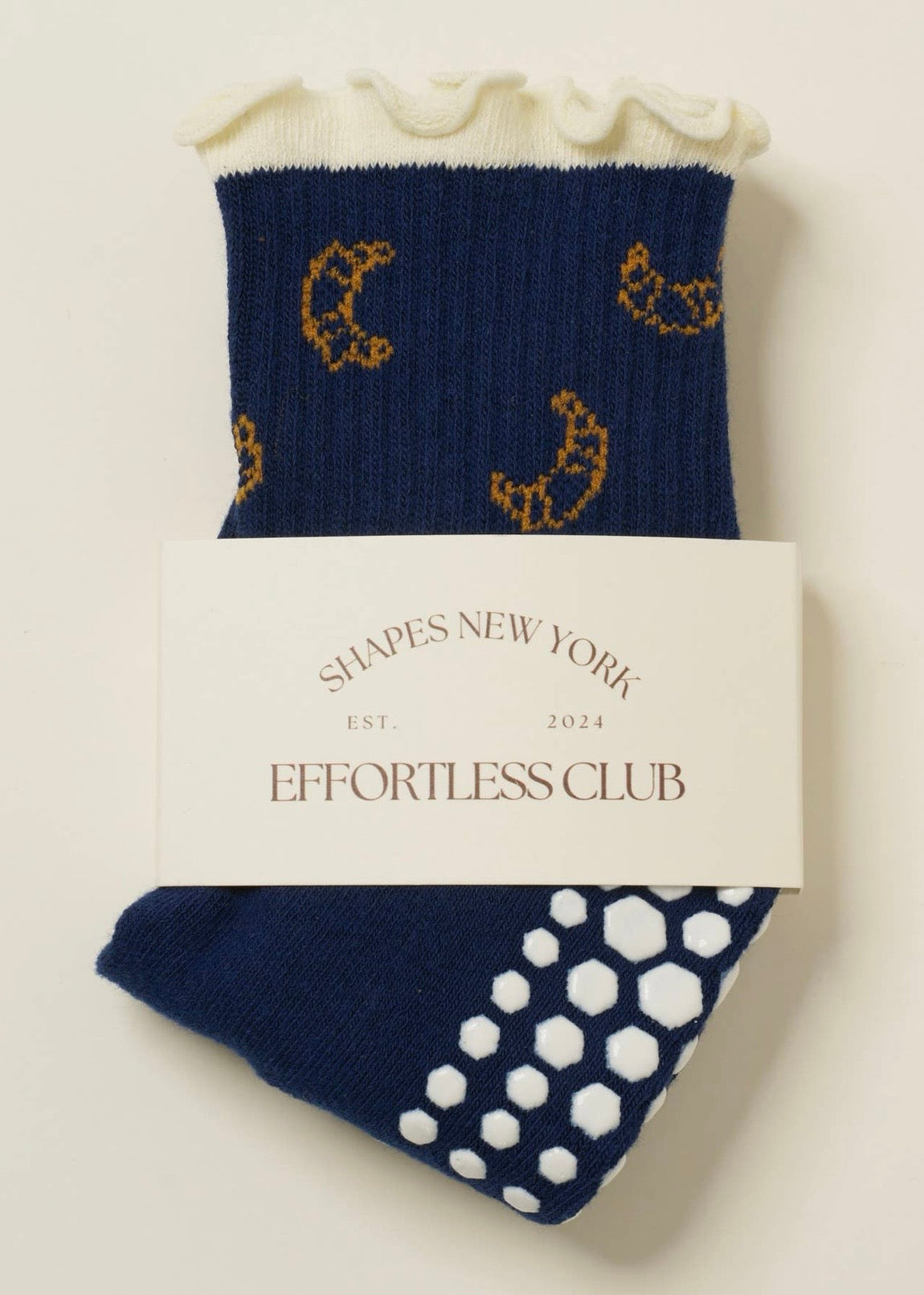 Croissant Ruffle Grip Socks