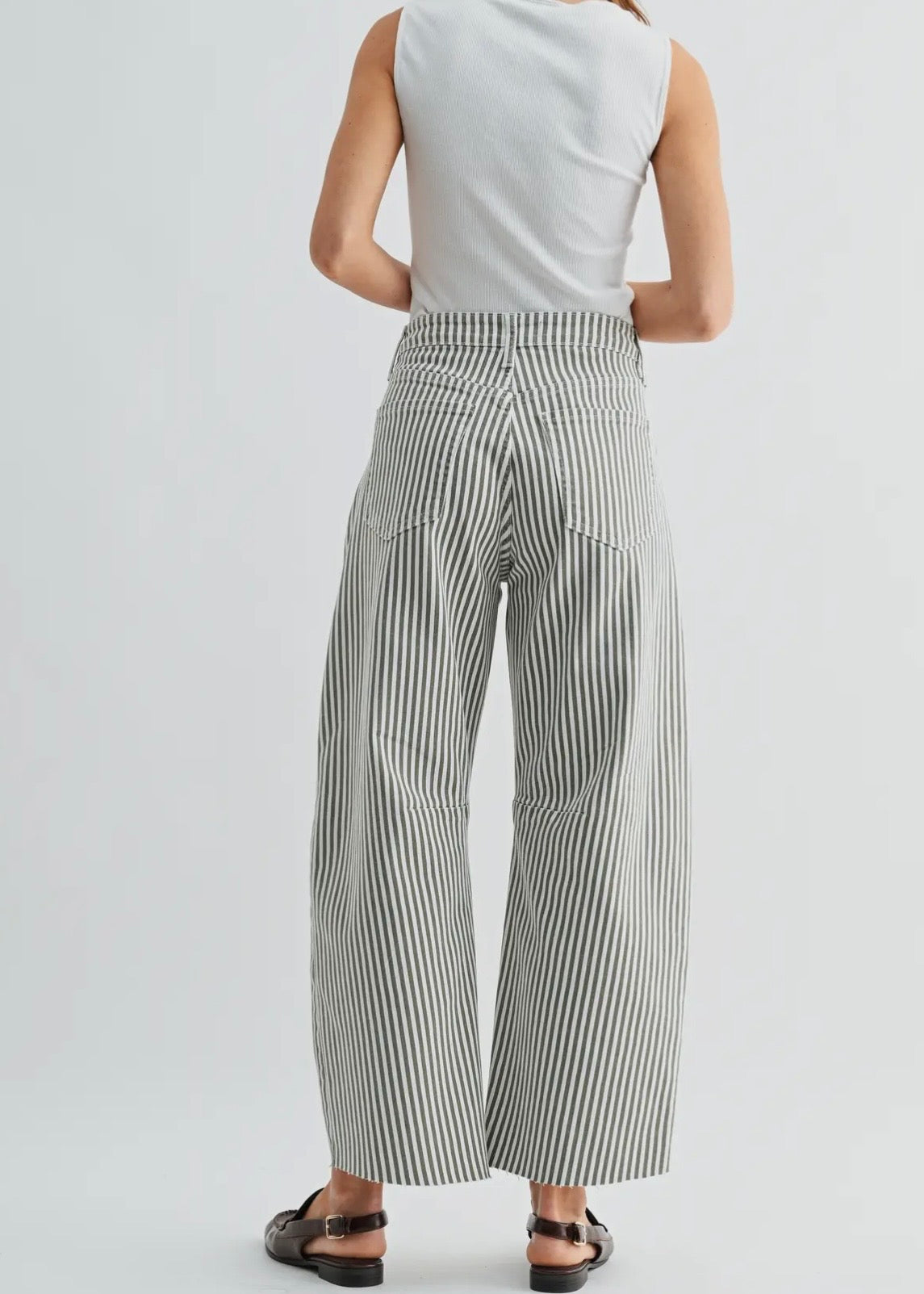 Stripe Barrel Jean w/ Seams